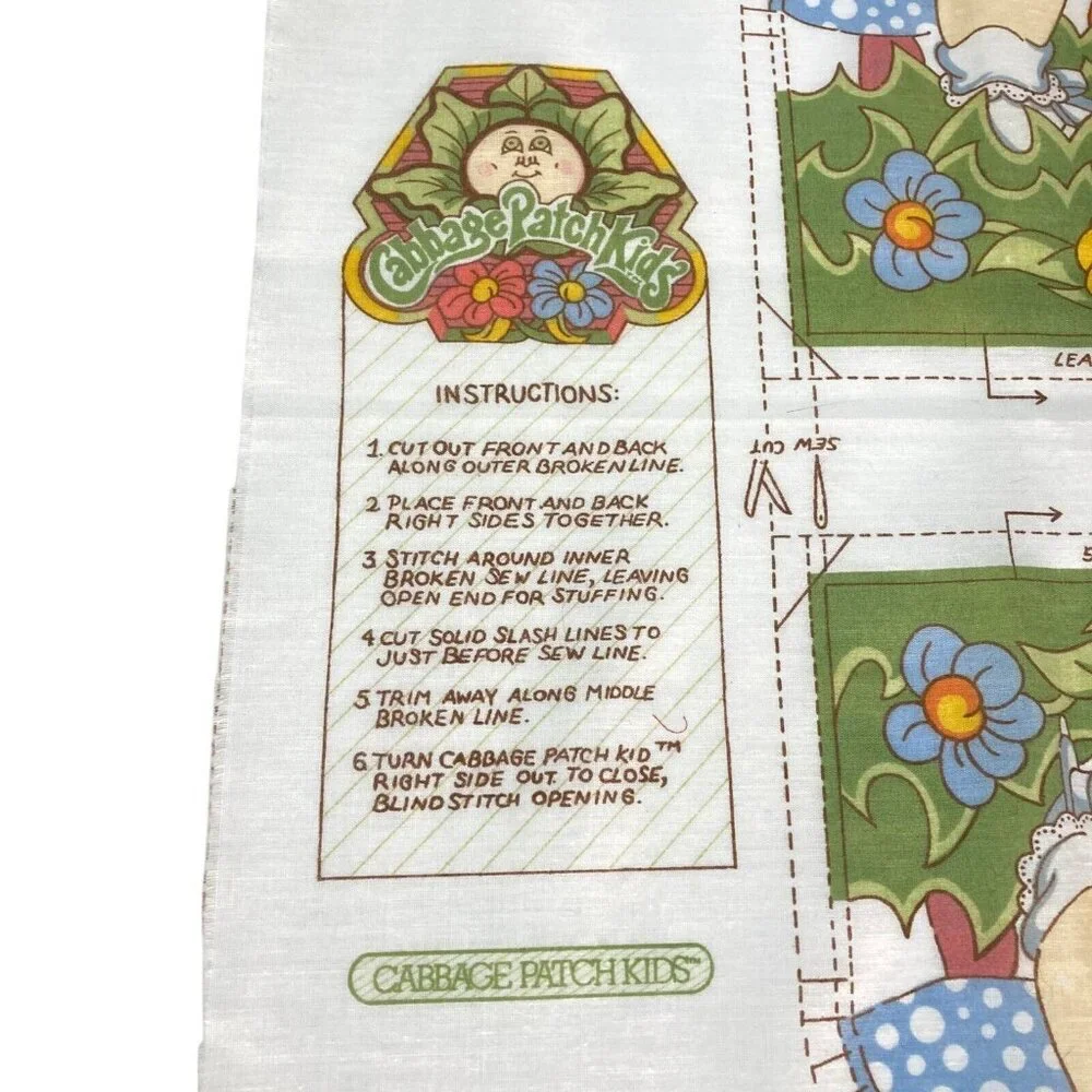 Vintage Cabbage Patch Kids Doll Pattern For Stuffing, Instructions Included 1983